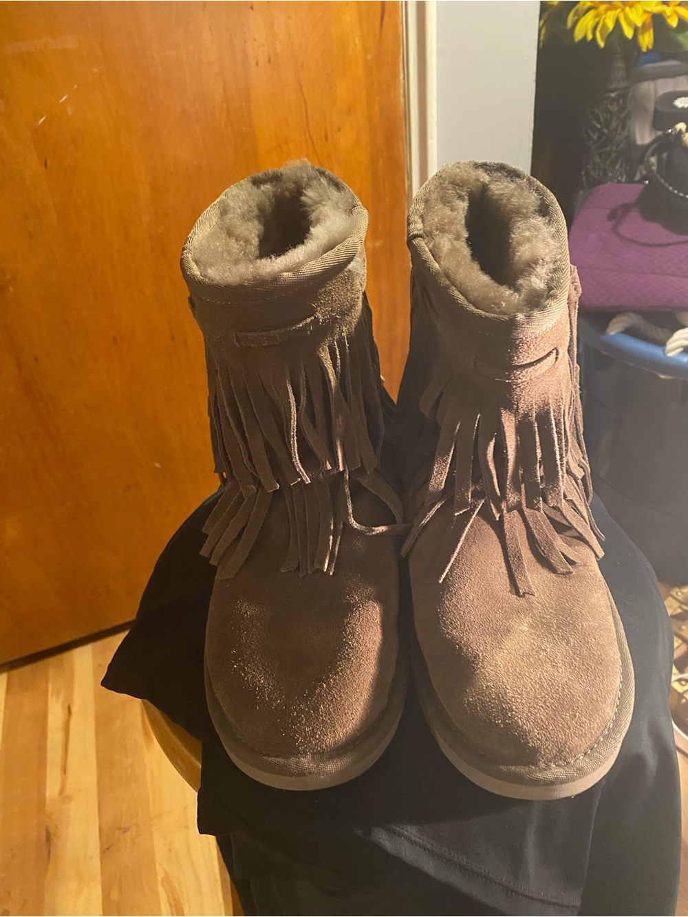Koolaburra Brown Suede Fringe Moccasin Boots By UGG